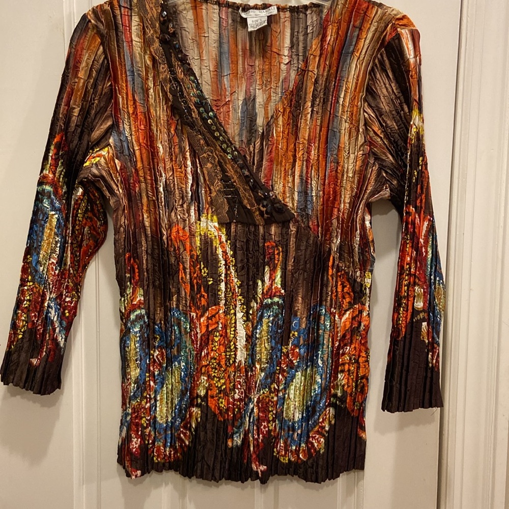 Alberto Makali Abstract Crinkle Top